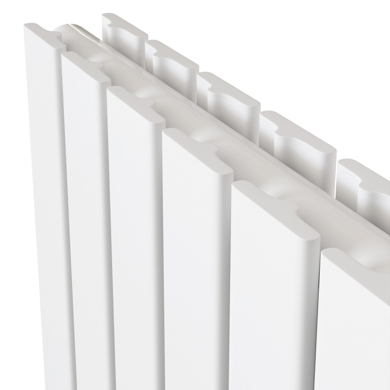 984mm (w) x 600mm (h) Luna White Horizontal Double Flat Panel Radiator - Closeup