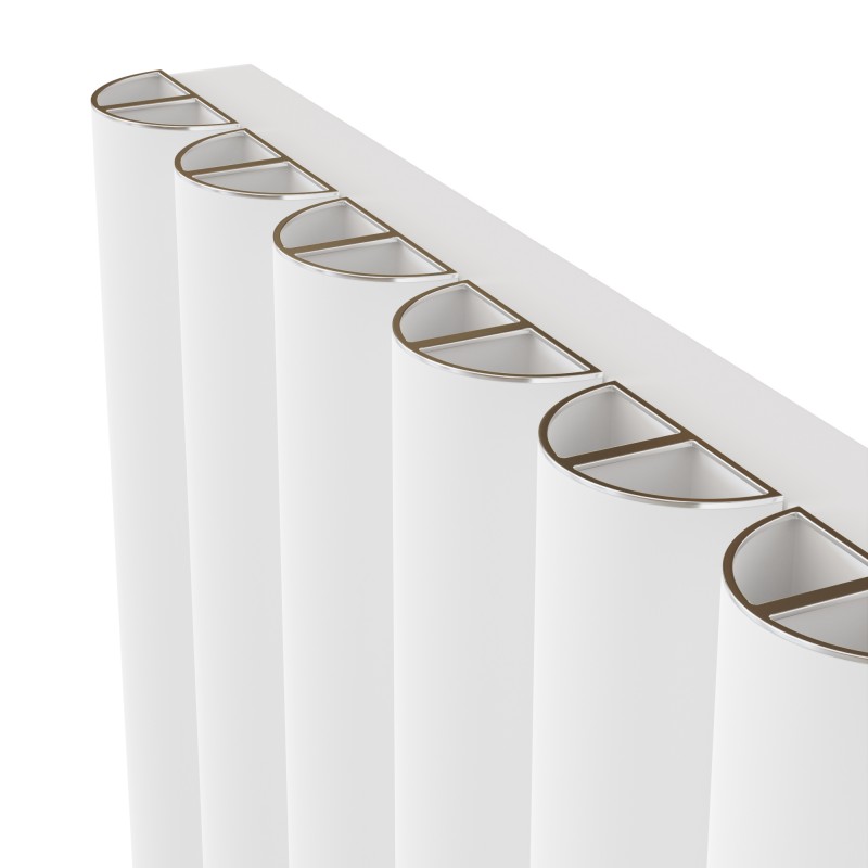 415mm (w) x 1800mm (h) "Taurus" White Vertical Aluminium Radiator (6 Extrusions) - Closeup