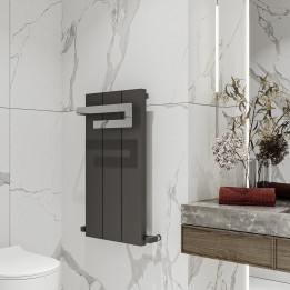 Carisa Elvino Bath Textured Black Aluminium Designer Bathroom Radiator (4 Sizes)
