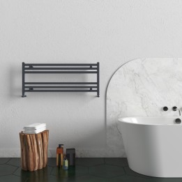 1000mm (w) x 400mm (h) Carisa Fame Horizontal Textured Anthracite Aluminium Designer Towel Rail