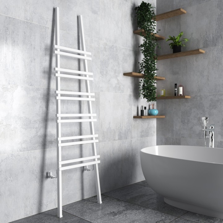 Carisa Jacobs F Textured White Aluminium Designer Towel Rail