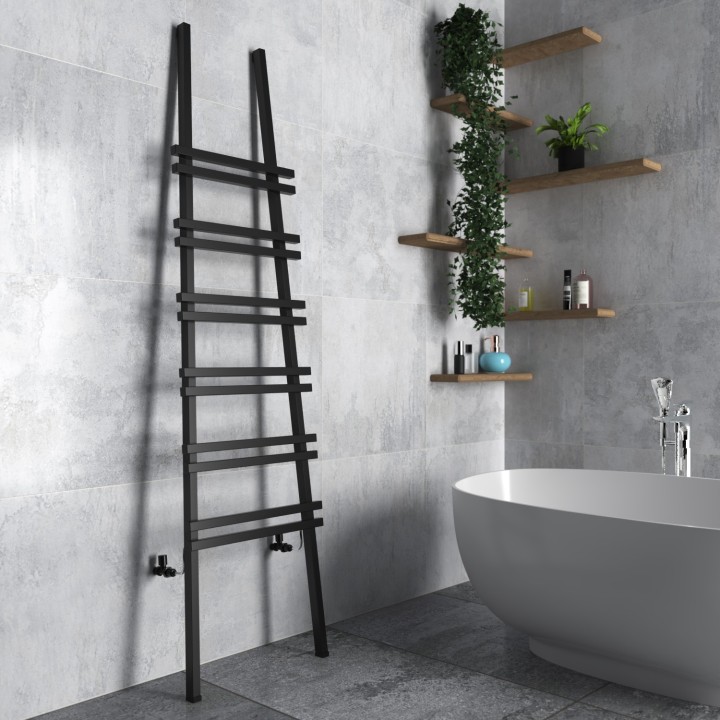Carisa Jacobs F Textured Black Aluminium Designer Towel Rail