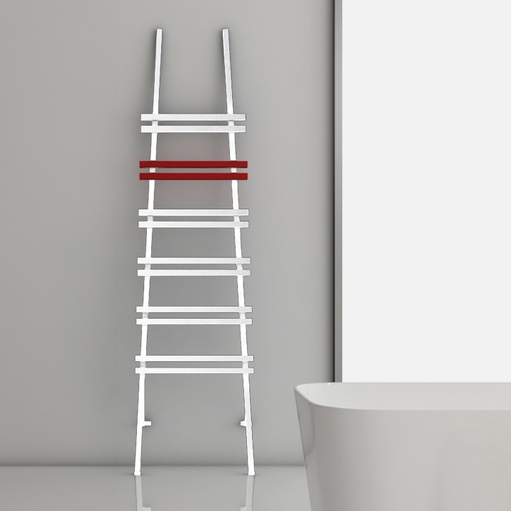 Carisa Jacobs F Textured White and Red Aluminium Designer Towel Rail