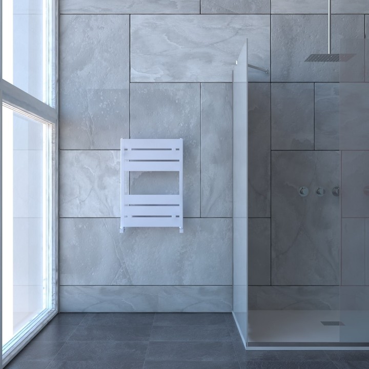 Carisa Mack Bath Textured White Aluminium Designer Towel Rails (4 Sizes)