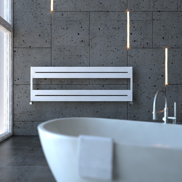 Carisa Mack Bath H Textured White Aluminium Designer Towel Rails (2 Sizes)
