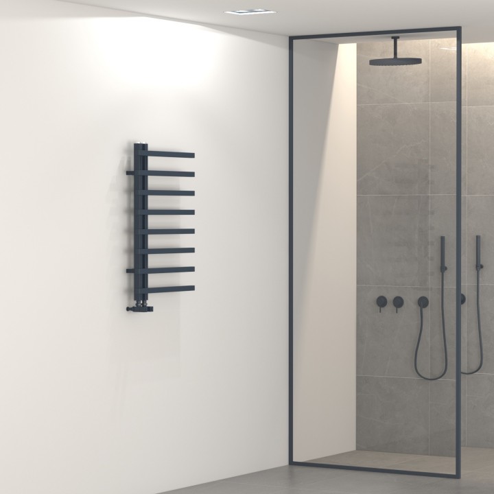 Carisa Terra L Textured Anthracite Aluminium Designer Towel Rails (3 Sizes)