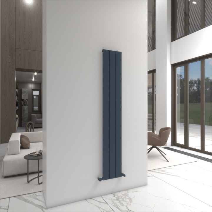 Carisa Angers Textured Anthracite Aluminium Vertical Designer Radiators (3 Sizes)