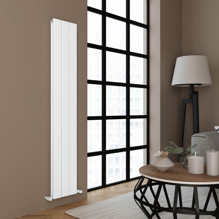 Carisa Angers Double Textured White Aluminium Vertical Designer Radiators (3 Sizes)