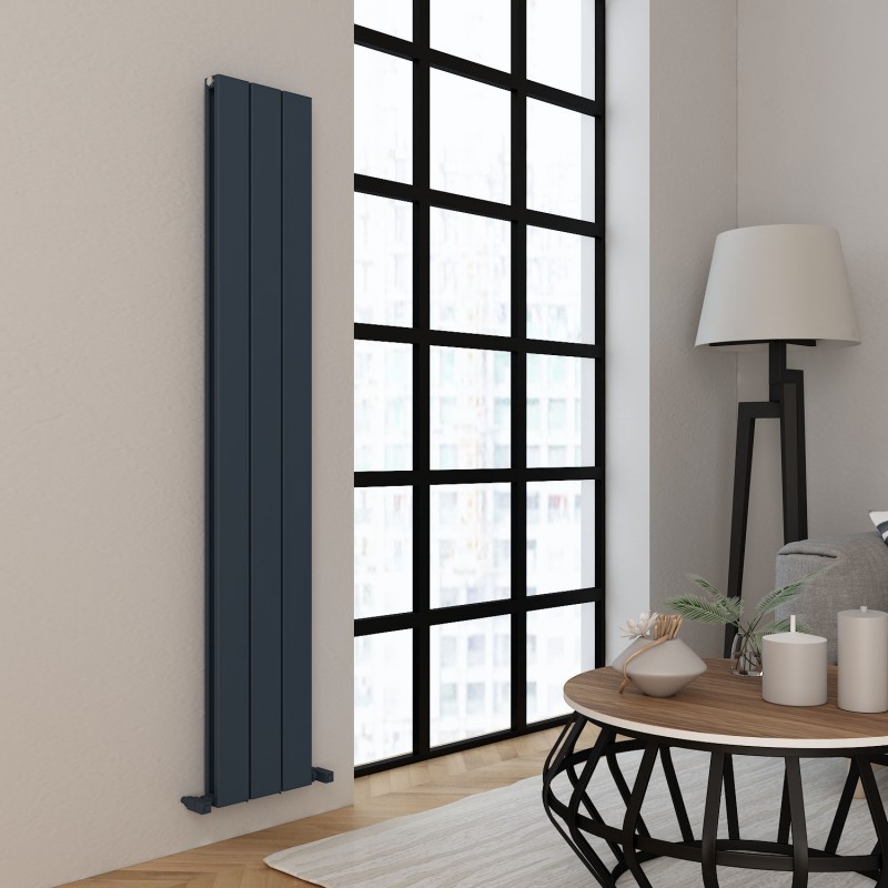 Carisa "Angers Double" Textured Anthracite Aluminium Vertical Designer Radiators (3 Sizes)