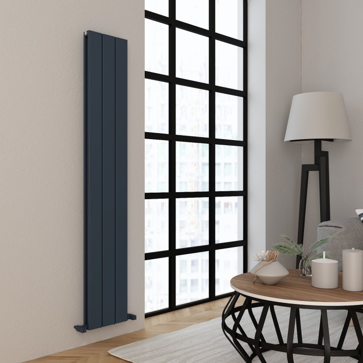 Carisa Angers Double Textured Anthracite Aluminium Vertical Designer Radiators (3 Sizes)