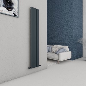Carisa Chambord Textured Anthracite Aluminium Vertical Designer Radiators (3 Sizes)