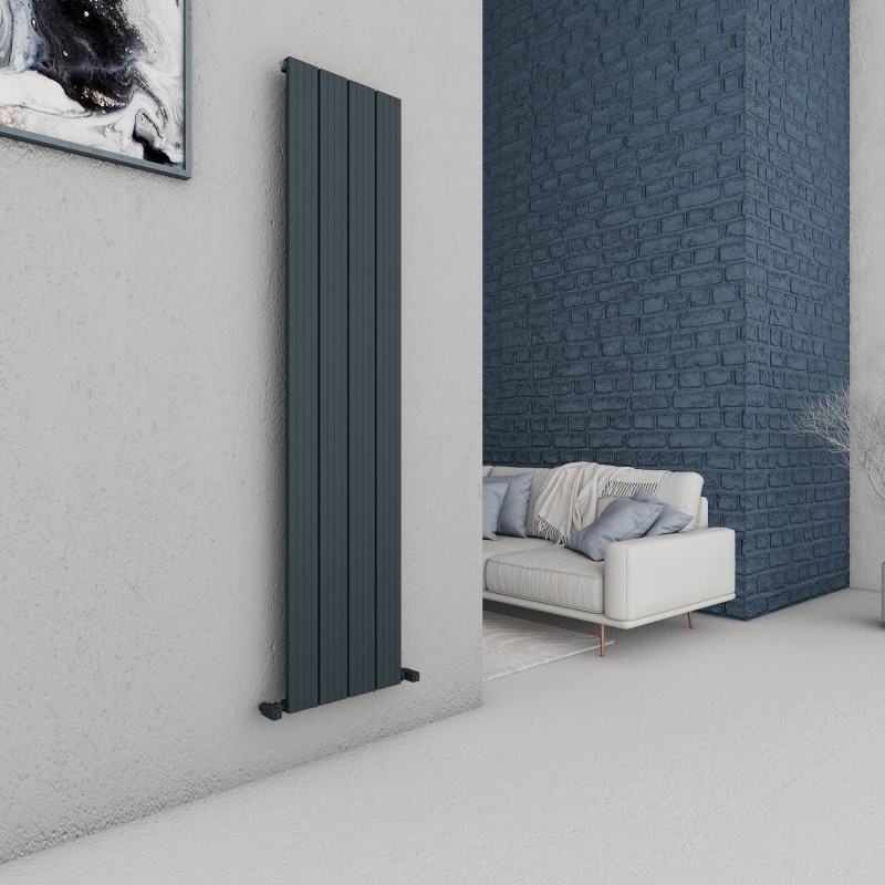 Carisa "Chambord" Textured Anthracite Aluminium Vertical Designer Radiators (3 Sizes)