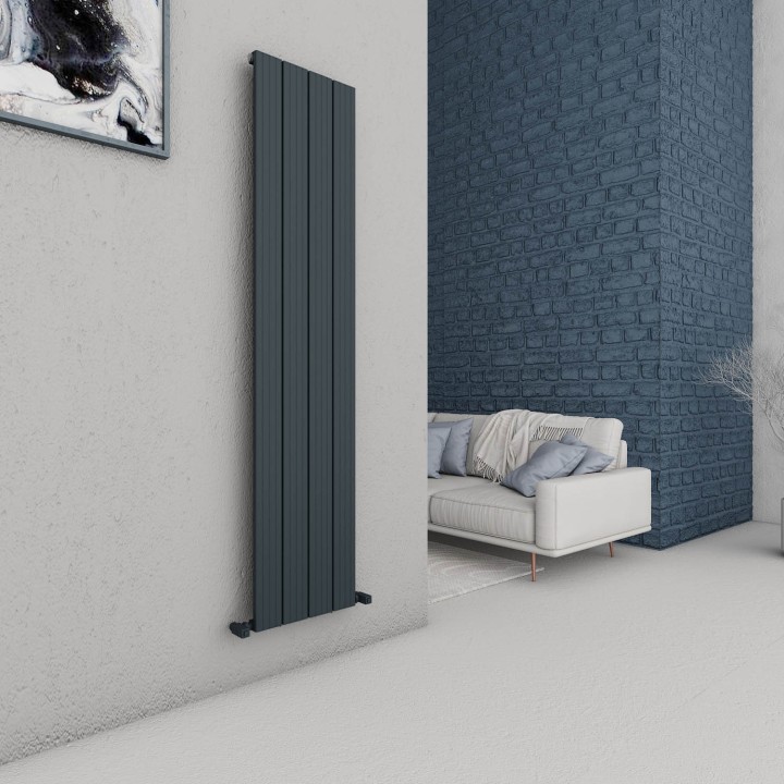 Carisa Chambord Textured Anthracite Aluminium Vertical Designer Radiators (3 Sizes)