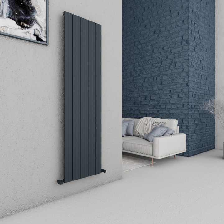 Carisa Chambord Textured Anthracite Aluminium Vertical Designer Radiators (3 Sizes)