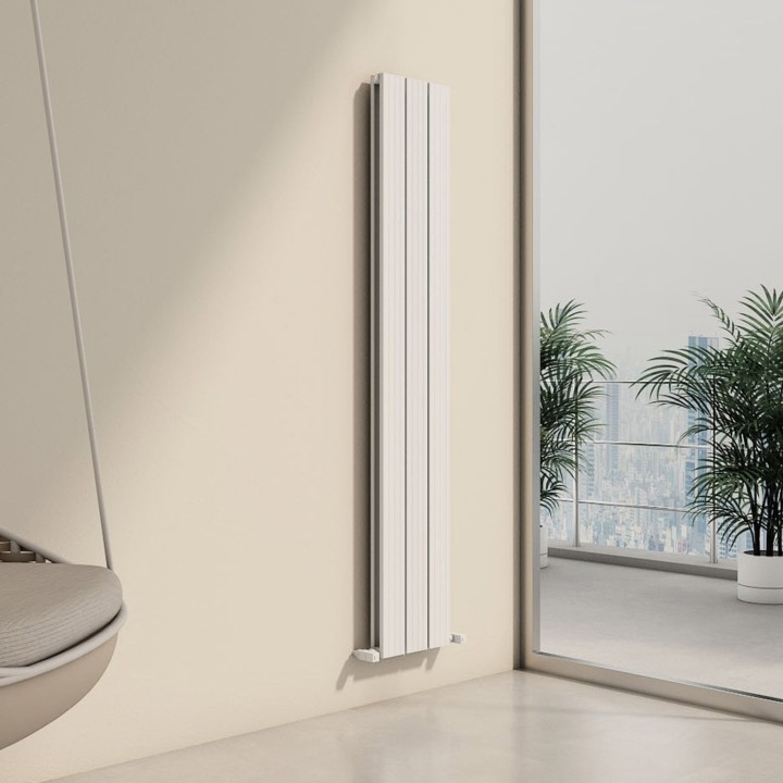 Carisa Chambord Double Textured White Aluminium Vertical Designer Radiators (3 Sizes)