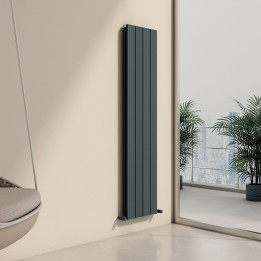 Carisa Chambord Double Textured Anthracite Aluminium Vertical Designer Radiators (3 Sizes)