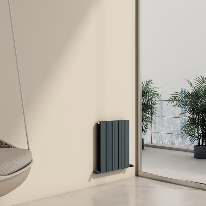 Carisa Chambord Double Textured Anthracite Aluminium Horizontal Designer Radiators (5 Sizes)