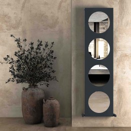 470mm (w) x 1800mm (h) Carisa Circles Textured Anthracite Aluminium Designer Vertical Mirror Radiator