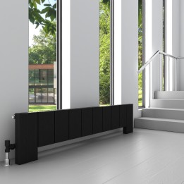 Carisa Elvino Floor Textured Black Aluminium Designer Floor Standing Radiators (3 Sizes)
