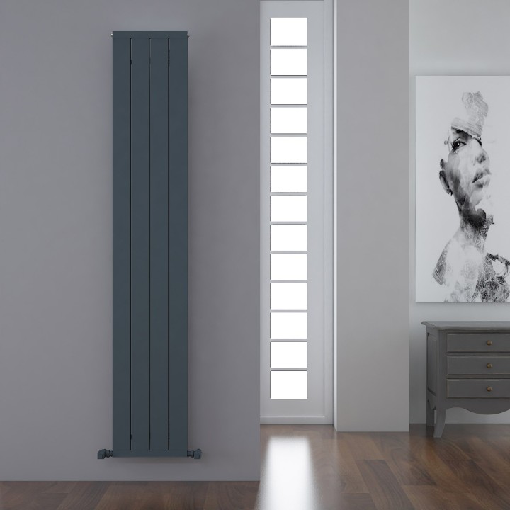 Carisa Mack Textured Anthracite Aluminium Vertical Designer Radiators (3 Sizes)