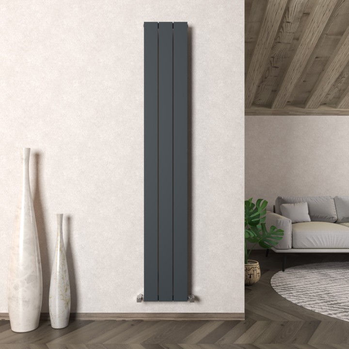 Carisa Nemo Textured Anthracite Aluminium Vertical Designer Radiators (3 Sizes)