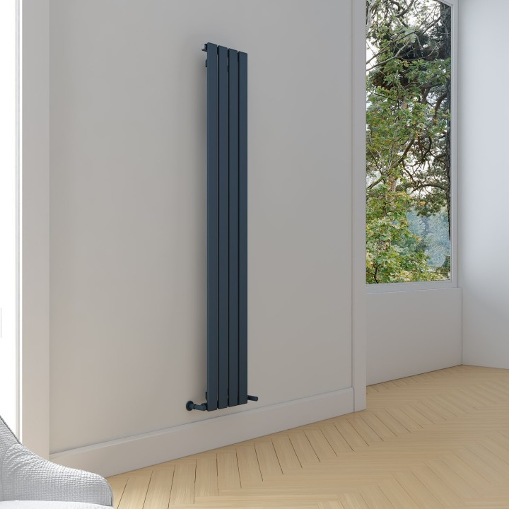 Carisa Plata Textured Anthracite Aluminium Vertical Designer Radiators (5 Sizes)
