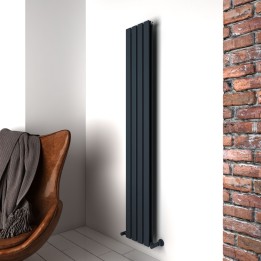 Carisa Plata Double Textured Anthracite Aluminium Vertical Designer Radiators (5 Sizes)