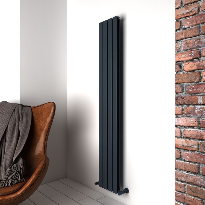 Carisa Plata Double Textured Anthracite Aluminium Vertical Designer Radiators (5 Sizes)