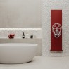 470mm (w) x 1800mm (h) Carisa "Skully" Textured Red and White Aluminium Designer Vertical Radiator