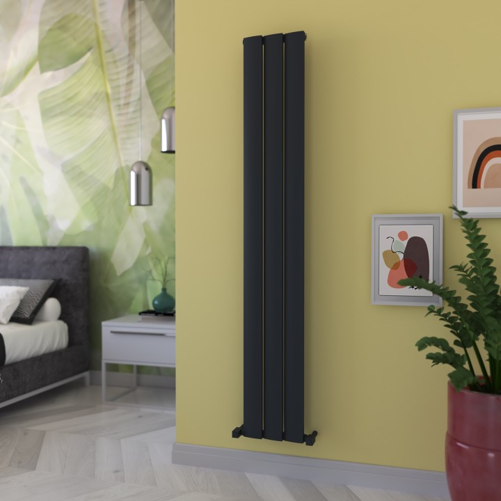 Carisa Step Textured Anthracite Aluminium Designer Vertical Radiators (3 Sizes)