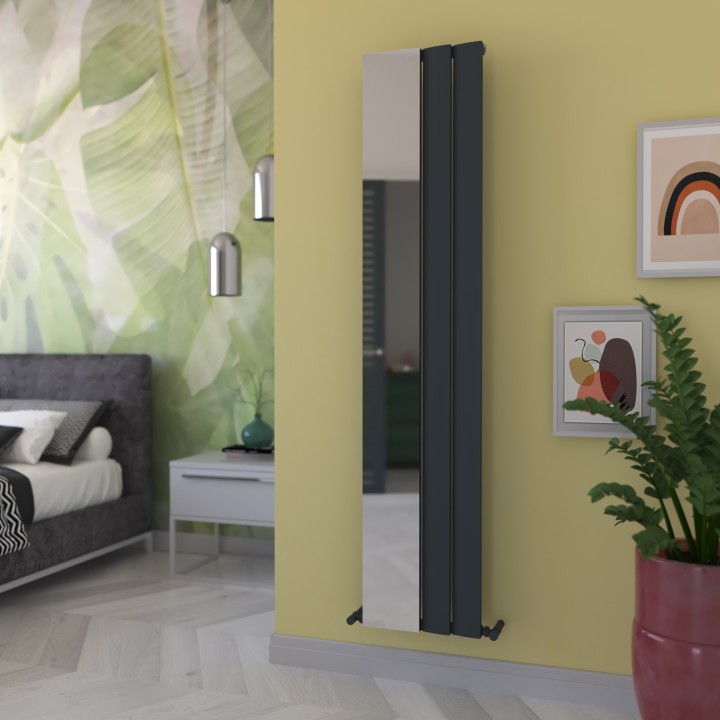 Carisa Step Mirror Textured Anthracite Aluminium Designer Mirror Radiators (2 Sizes)