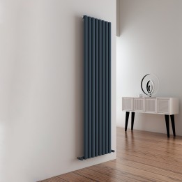 Carisa Tallis Textured Anthracite Aluminium Oval Tube Designer Vertical Radiators (2 Sizes)