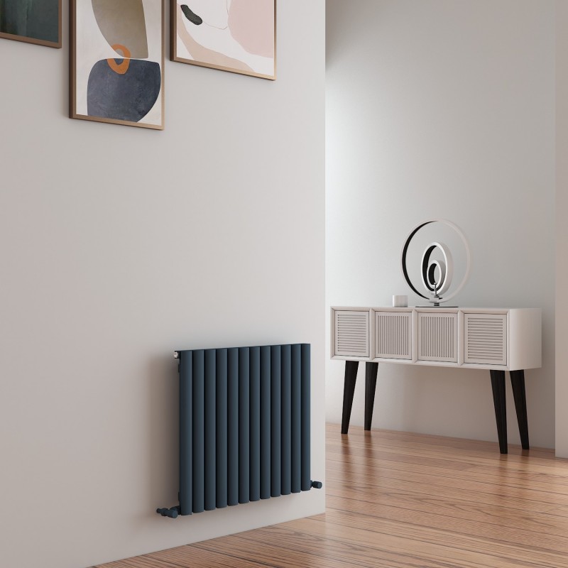 Carisa "Tallis" Textured Anthracite Aluminium Oval Tube Designer Horizontal Radiators (3 Sizes)