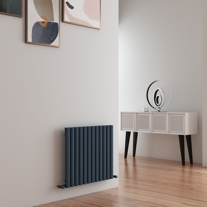 Carisa Tallis Textured Anthracite Aluminium Oval Tube Designer Horizontal Radiators (3 Sizes)