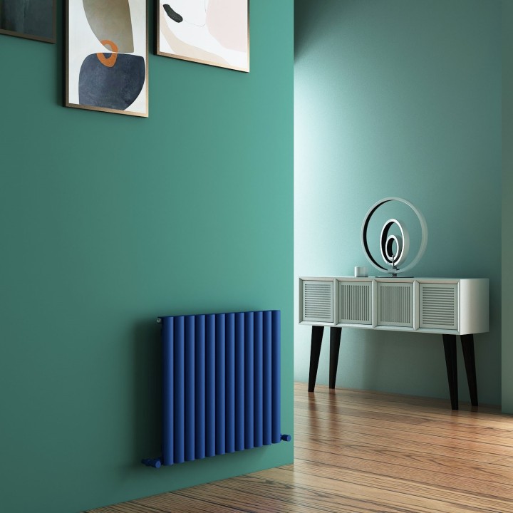 Carisa Tallis Textured Navy Blue Aluminium Oval Tube Designer Horizontal Radiators (3 Sizes)
