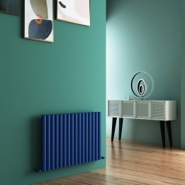 Carisa Tallis Textured Navy Blue Aluminium Oval Tube Designer Horizontal Radiators (3 Sizes)