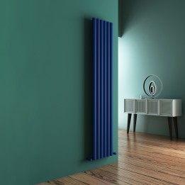 Carisa Tallis Textured Navy Blue Aluminium Oval Tube Designer Vertical Radiators (2 Sizes)