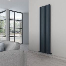 Carisa Tallis Double Textured Anthracite Aluminium Oval Tube Designer Vertical Radiators (2 Sizes)