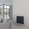 Carisa "Tallis Double" Textured Anthracite Aluminium Oval Tube Designer Horizontal Radiators (3 Sizes)