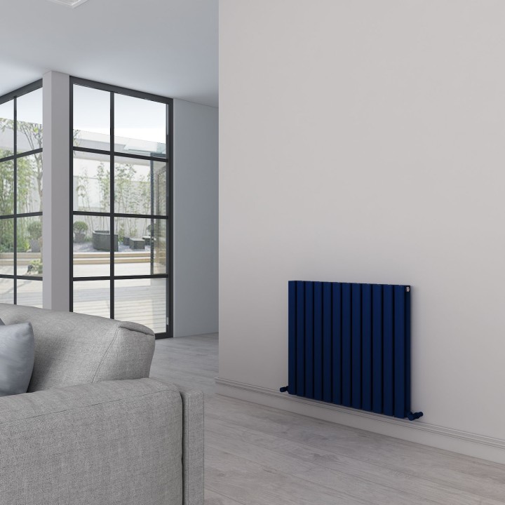 Carisa Tallis Double Textured Navy Blue Aluminium Oval Tube Designer Horizontal Radiators (3 Sizes)