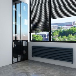 Carisa Tallis Double XL Textured Anthracite Aluminium Oval Tube Designer Horizontal Radiators (7 Sizes)