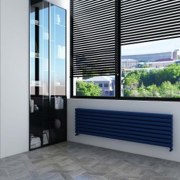 Carisa Tallis Double XL Textured Navy Blue Aluminium Oval Tube Designer Horizontal Radiators (7 Sizes)