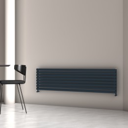 Carisa Tallis XL Textured Anthracite Aluminium Oval Tube Designer Horizontal Radiators (7 Sizes)