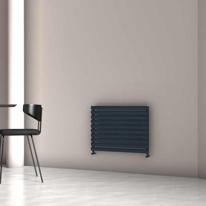 Carisa Tallis XL Textured Anthracite Aluminium Oval Tube Designer Horizontal Radiators (7 Sizes)