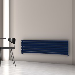 Carisa Tallis XL Textured Navy Blue Aluminium Oval Tube Designer Horizontal Radiators (7 Sizes)