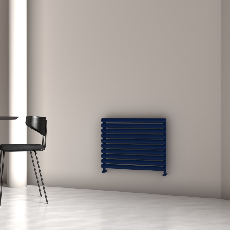 Carisa "Tallis XL" Textured Navy Blue Aluminium Oval Tube Designer Horizontal Radiators (7 Sizes)