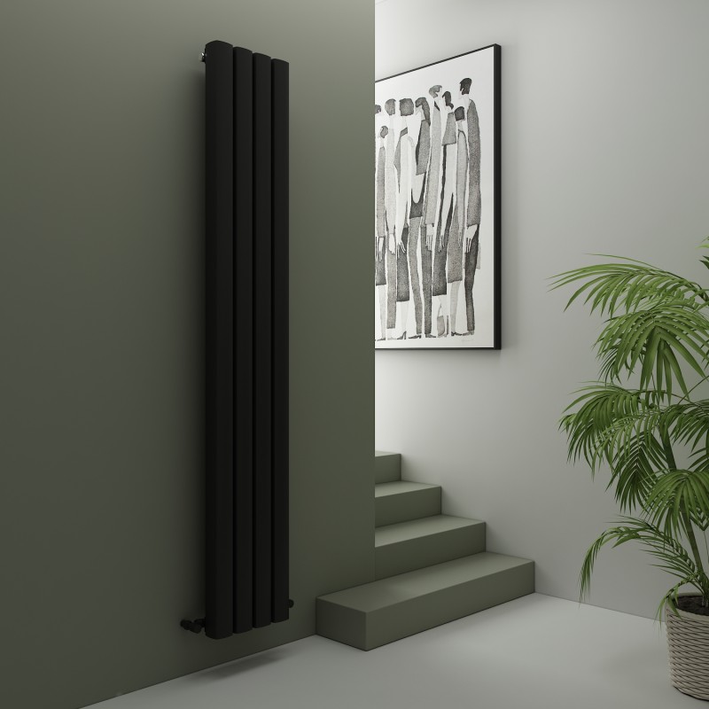 Carisa "Vesta" Textured Black Aluminium Designer Vertical Radiators (3 Sizes)