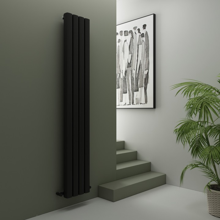 Carisa Vesta Textured Black Aluminium Designer Vertical Radiators (3 Sizes)