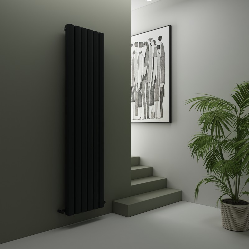 Carisa "Vesta" Textured Black Aluminium Designer Vertical Radiators (3 Sizes)