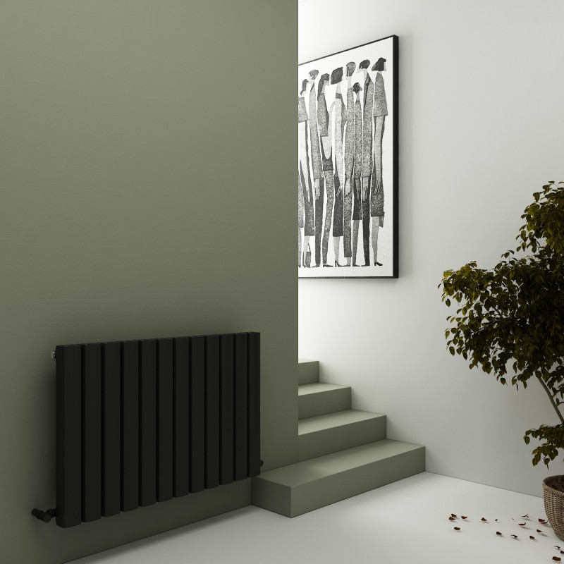 Carisa "Vesta" Textured Black Aluminium Designer Horizontal Radiators (3 Sizes)